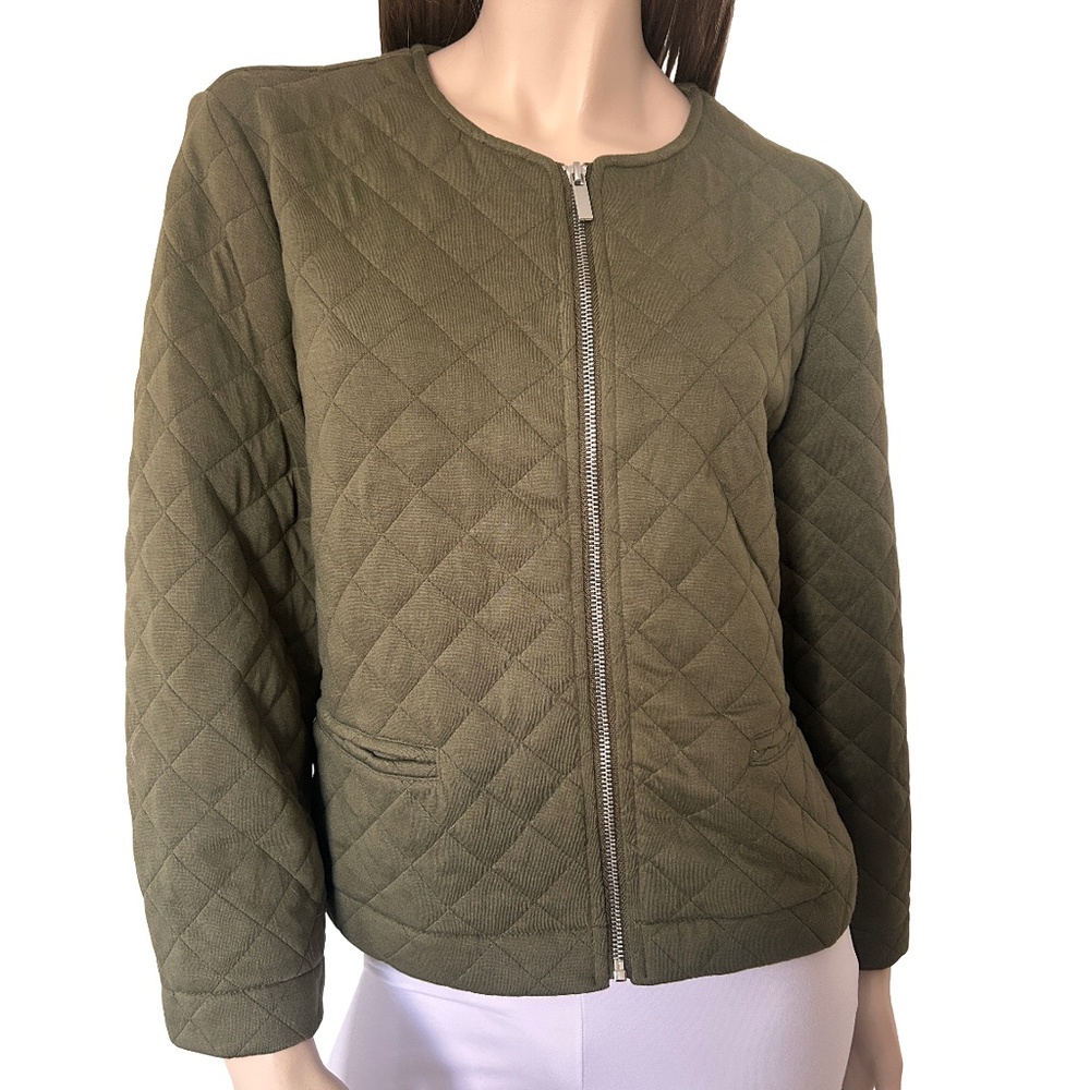 Bagatelle New York Quilted Moto Jacket Full Zip Front Bomber Olive Green XLP NWT